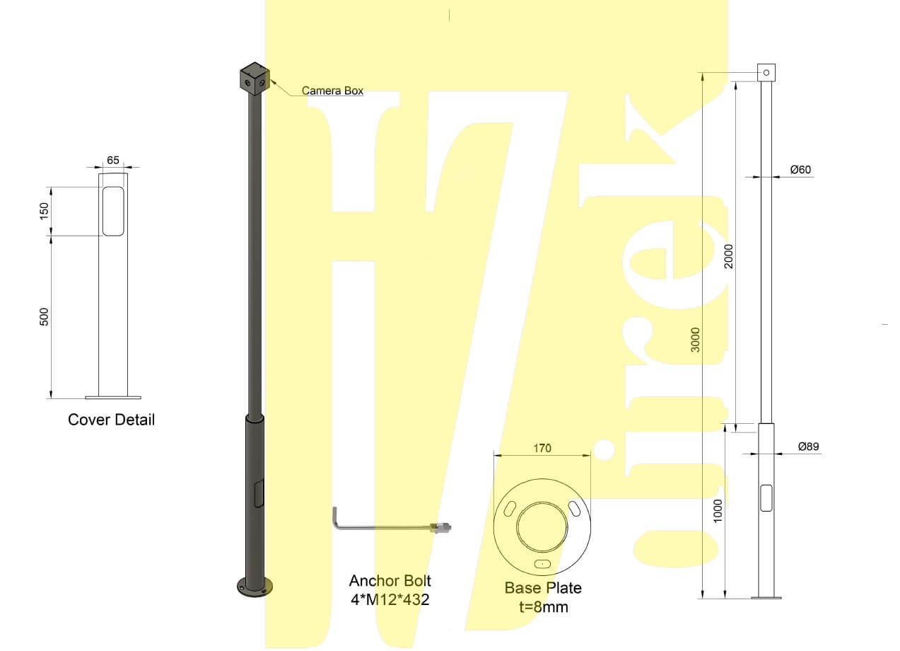 3 metre Kamera Diregi KD3 Ø76-Ø60 (K)