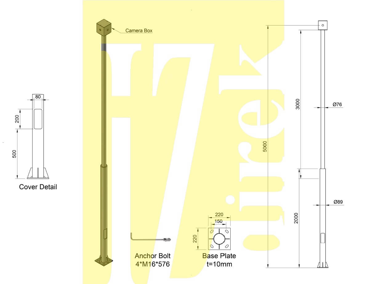 5 metre Kamera Direği KD5 Ø89-Ø76 (K)