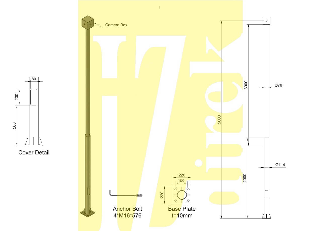 5 metre Kamera Direği KD5 Ø114-Ø76 (K)